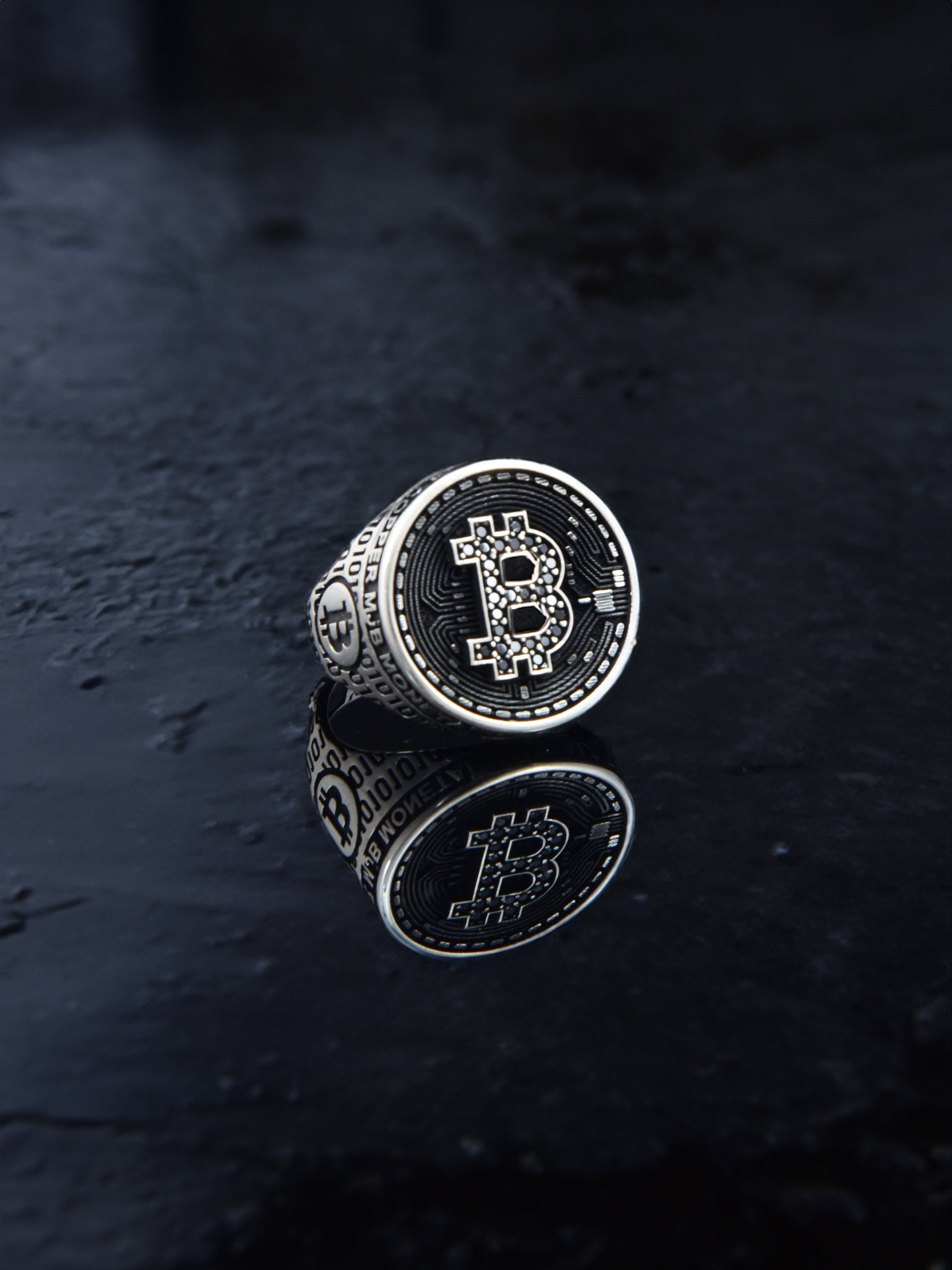 エレガントなビットコインリング - 暗号通貨ジュエリー - ブロックチェーンファッション - テクノロジー愛好家へのギフト - 仮想通貨アクセサリー、ブロックチェーンリング、ミニマリスト  - Etsy 日本