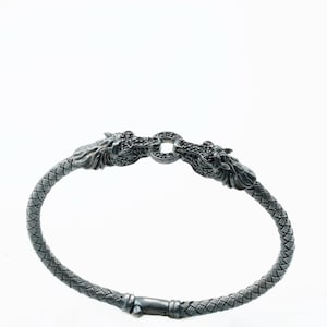 Luxury Handmade Double Dragon Silver Unisex Bracelet, Dragon Jewelry, Dragon Bracelet, Animal Jewelry, Luxury Jewelry, Dragon Gifts, Sale