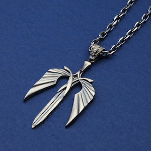 Sterling Silver Angel Wings Necklace, Oxidized Wings Pendant, Handmade Minimalist Wing Necklace, Gift for Him, Gift for Her, Luxury Necklace