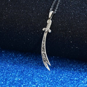 Luxury Handmade Zulfikar Imam Ali Sword Necklace, Islamic Jewelry, Double Arabic La Feta İlla Ali Zulfikar Pendant, Shia Gifts, Muslim Gifts