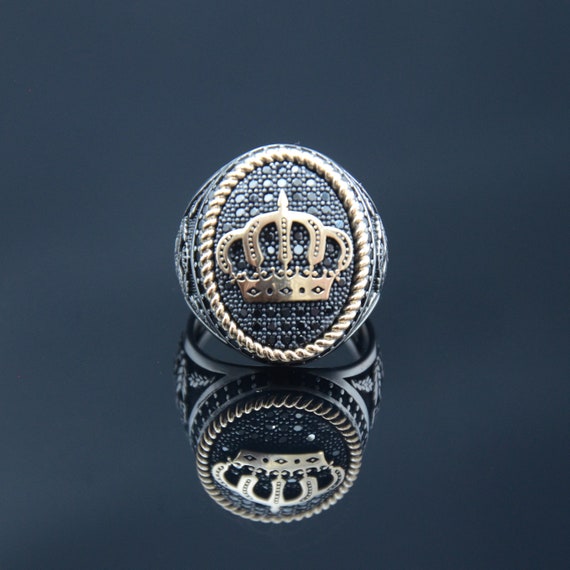 Cheap Hip Hop Stainless Steel King Finger Rings for Men Gold Luxury Full  Diamond Jewellery Male Party Punk Ring | Joom