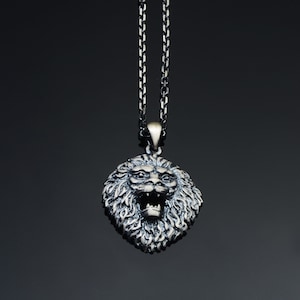 Silver Lion Necklace, Lion Pendant For Men, Men Luxury Necklace, Gift For Men, Personalized Necklace, Fathers Day Gift, Valentines Day Gift