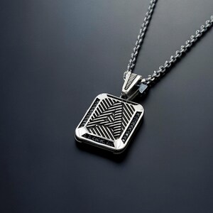 Collar unisex de plata de ley hecho a mano con piedra negra y letra A, colgante con letra A personalizado, regalo para él, collar de lujo, oferta