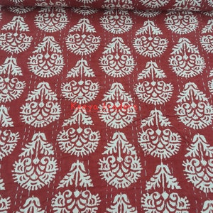 Kantha Quilt Handmade Red Colour Patchwork Cotton Kantha Quilt Hand Stitched red Blanket Throw Hippie Bedding Bedspread Bedroom Bohemian