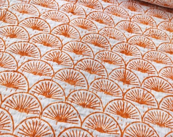 Kantha Bedspreads King Queen size light weight Quilt Kantha Quilt Soft Cotton Orange Indian kantha quilt Handblock Print Quilt bohemian