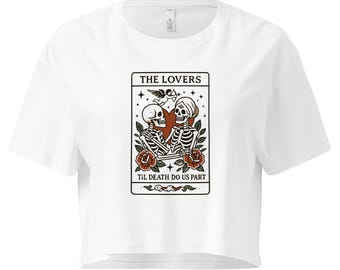 The Lovers Tarot Crop Top | ’Til Death Do Us Part Skeleton Shirt | Gothic Witchy Top
