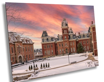 Woodburn Hall WVU Sunset Print: Morgantown, West Virginia Snow Scene