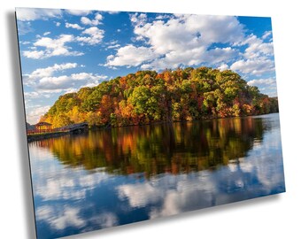 Cheat Lake Autumn Landscape: West Virginia Fall Foliage Reflection Print