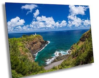 Kilauea Lighthouse Kauai Print, Hawaii Ocean Coast Wall Decor, Kilauea Point Panoramic Photo, Tropical Island Seascape Print