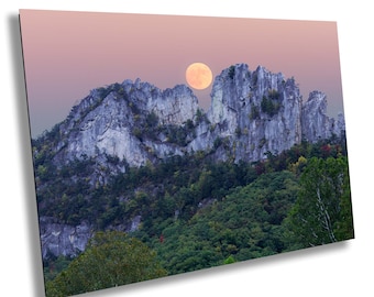 Impresión de la superluna de Seneca Rocks: arte mural panorámico de Virginia Occidental