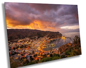 Avalon Catalina Island Sunset Art Print, California Harbor Wall Decor, Coastal Sunset Photography, Santa Catalina Island Wall Art