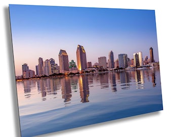 Sunset reflections of San Diego California - city skyline art - calm colors wall art print - San Diego reflection, California Photography