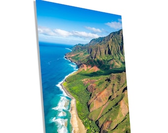 Na Pali Coast Aerial Photo Print: Kauai Turquoise Ocean, Hawaii Wall Art