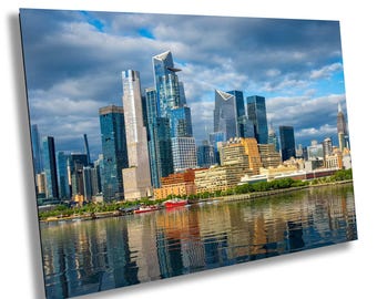 Manhattan Skyline Print | Hudson Yards NYC Wall Art | Modern Cityscape Photography with Reflections | New York Home or Office Decor