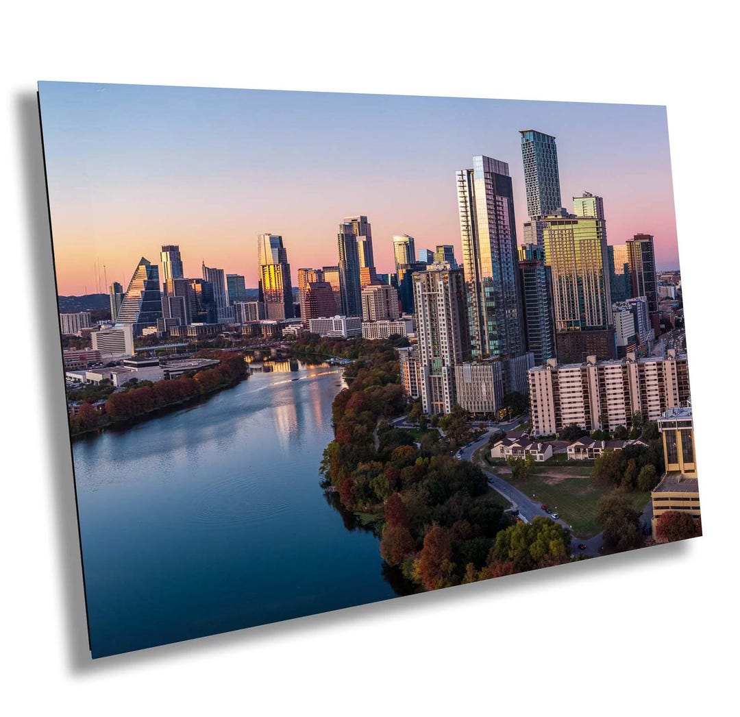 Austin Aerial Skyline Twilight Panorama - Violet Crown Sunset Over Lady ...