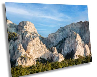 Mount Princeton near Buena Vista Colorado with its chalky white peaks lit by the early morning sun at dawn. Gorgeous mountain scenery art
