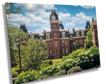 Woodburn Hall WVU Print, West Virginia University Summer Art, Morgantown Campus Decor, WVU Alumni Gift, College Campus Wall Art
