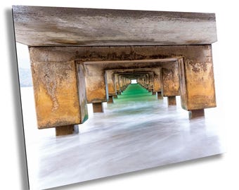 Hanalei Pier Kauai Art Print, Under Pier Hawaii Wall Decor, Tropical Ocean Beach Photography, Kauai Hawaii Wall Art