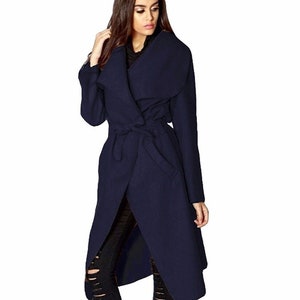 Navy duster coat womens cheap