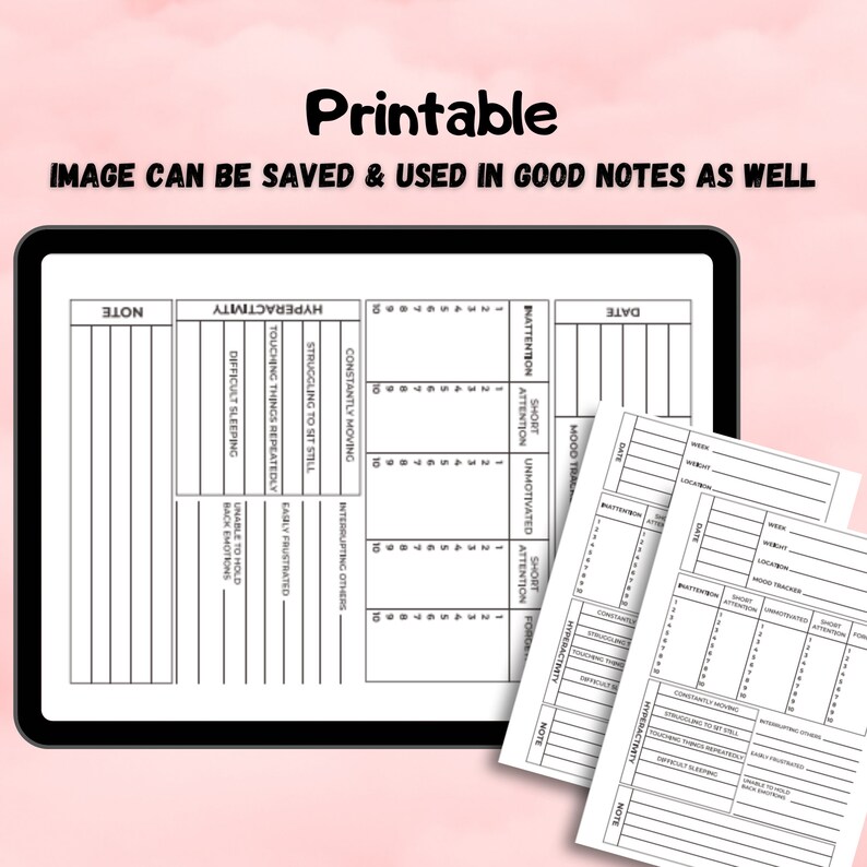 Printable ADHD Planner Mood Tracker Hyperactivity Tracker Etsy UK