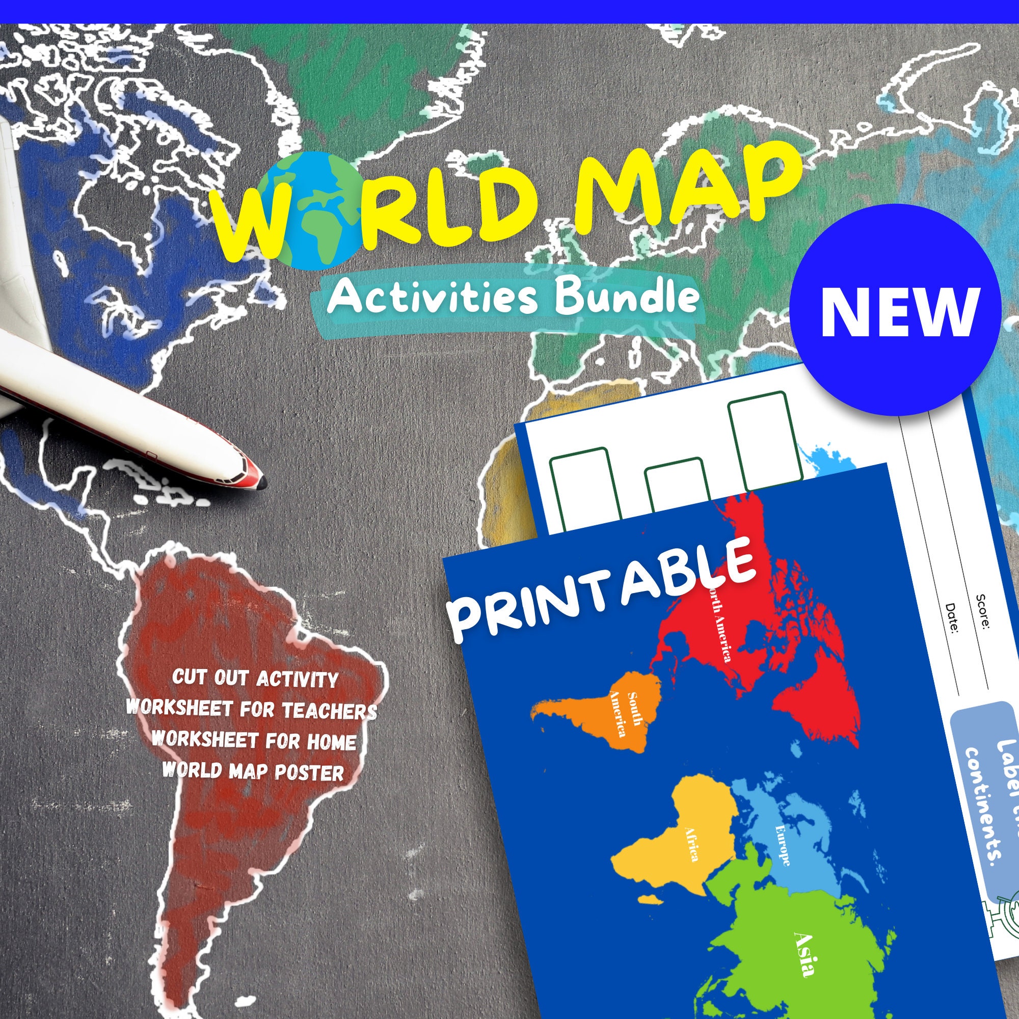 World Map Printable Activities Classroom or Home Preschool - Etsy
