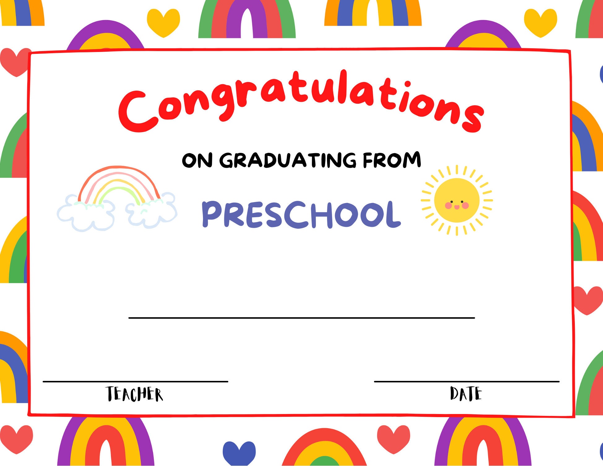 preschool diploma printables preschool graduation printable etsy
