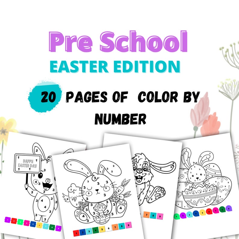 Color by number easter printable activity 20 printable easter pages 