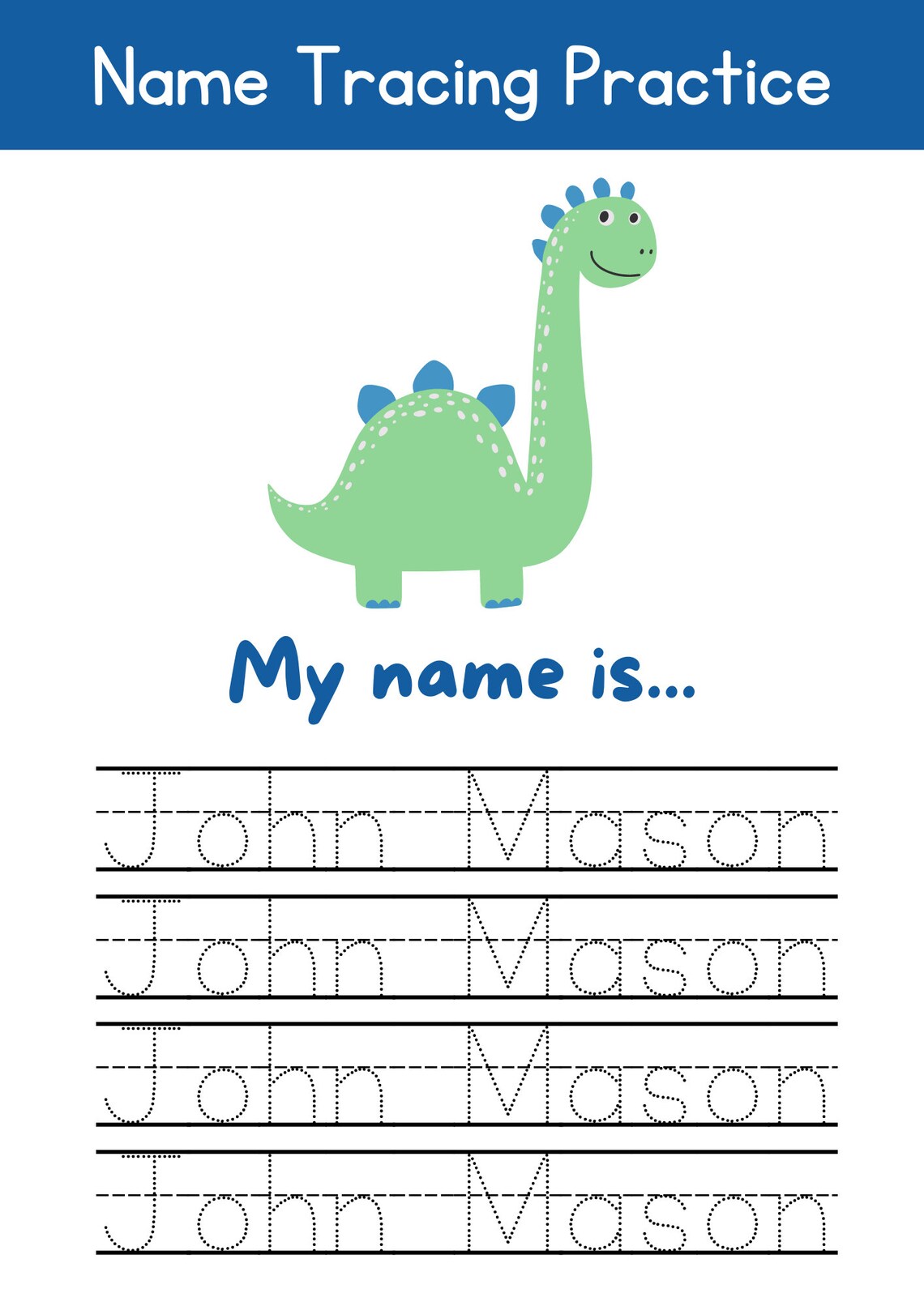 Custom Name Tracing Printable Preschool Toddler Name - Etsy