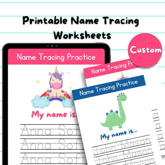 Custom Name Tracing Printable Preschool Toddler Name - Etsy
