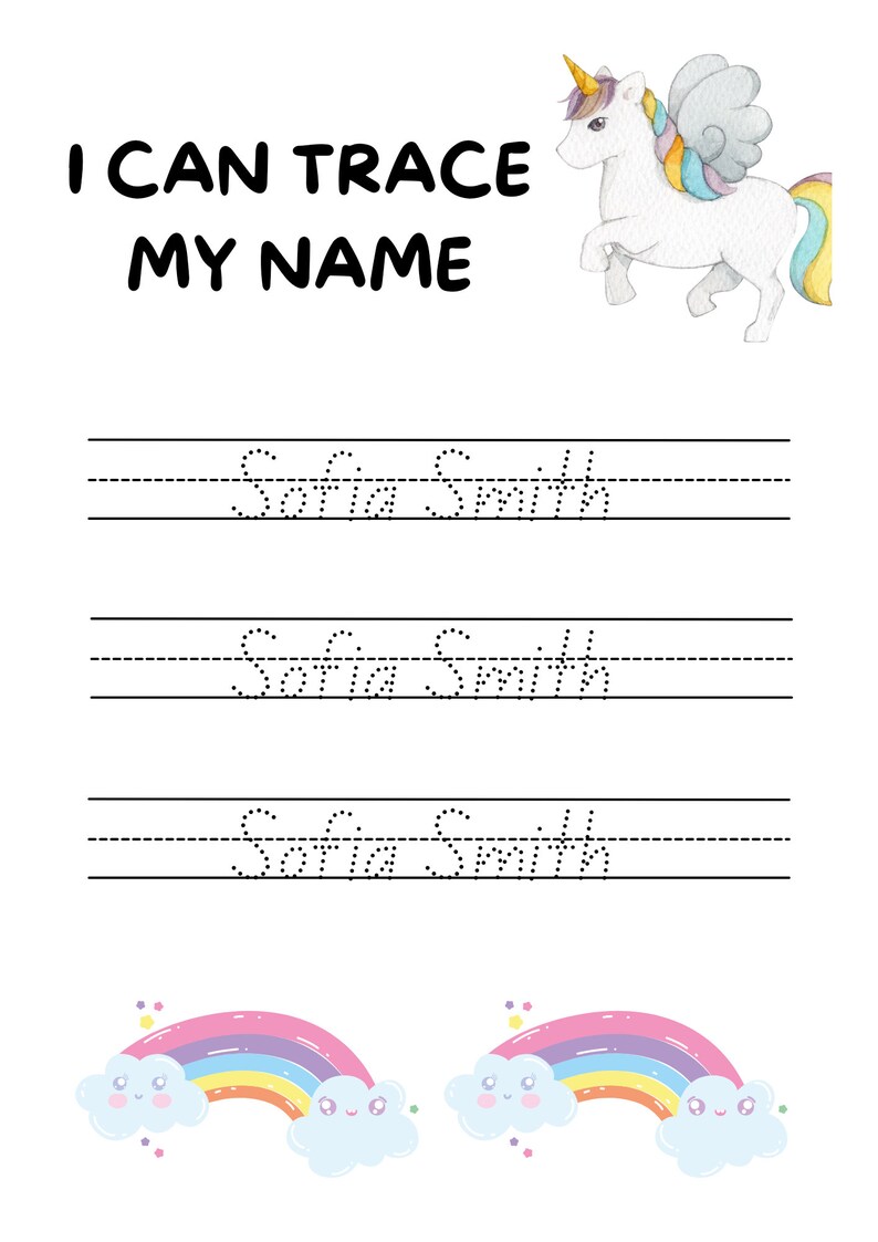 Custom Name Tracing Printable Preschool Toddler Name - Etsy