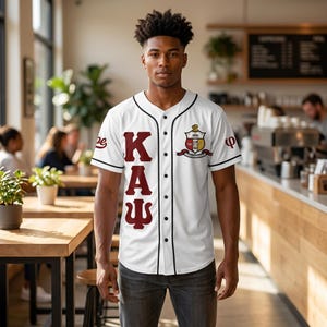 3 Letter Nupe Baseball Jersey, Kappa Alpha Psi Fraternity Gift, Crimson & White, Probate Gift , Personalized Nupe Shirt, Greek Life Apparel