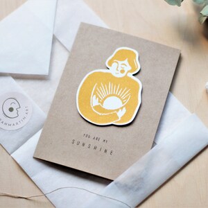 3D Karte Du bist mein Sonnenschein/ You Are My Sunshine, inkl. Umschlag, Abstrakter Kunstdruck mit Sonne, Kraftpapier, DIN A6