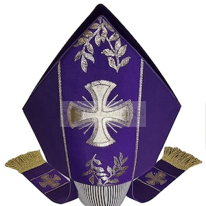 Mitra vescovile disponibile in tutti i colori liturgici