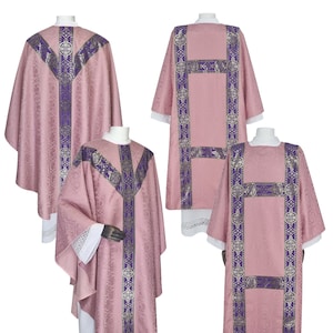 Rose Set of Semi-Gothic Chasuble with dalmatic