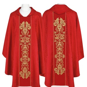 Gothic chasuble vestment with stole available in all liturgical colors