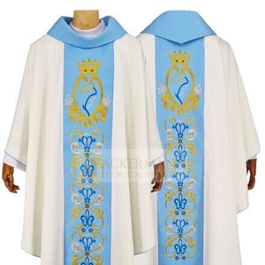 Marian Chasuble vestment with stole