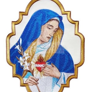 Emblem Embroidered liturgical Applique Immaculate Heart of Mary