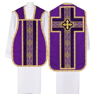Roman Chasuble with stole, burse, maniple and chalice veil