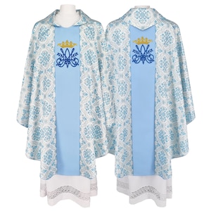 Marian Chasuble made of amazing brocade  fabric with 3D embroidery