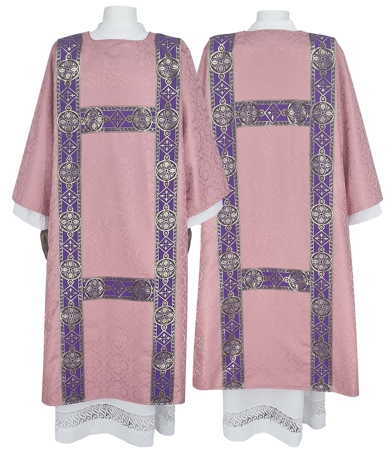 Semi Gothic Dalmatic With Deacon Stole Decorated Of Woven Liturgical semi-gothic-dalmatic-with-deacon-stole-decorated-of-woven-liturgical