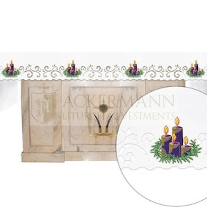 Mantel de altar de iglesia Adviento, Accesorios para celebraciones de la iglesia, Mantel de altar católico.