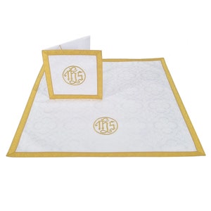 Burse and chalice veil with embroidered IHS