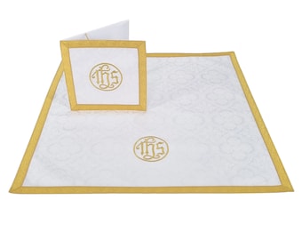 Burse and chalice veil with embroidered IHS
