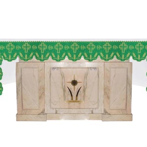 Altar Cloth with green embroidered of Crosses with IHS