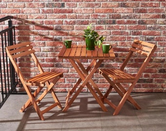 Set di sedie e tavolo pieghevoli in legno, sedile pieghevole portatile e salvaspazio per una sedia pieghevole versatile in legno, per uso domestico, sedia da giardino compatta.