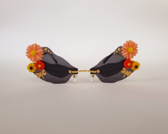 Black Daisies Fairy Wing Festival Glasses