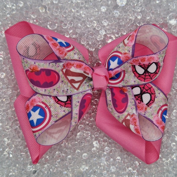 Super hero hair bow clip spiderman batman