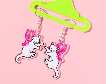 Pendientes de gato de hadas BunnyBoop: pendientes ligeros hechos a mano con diseño de anime kawaii
