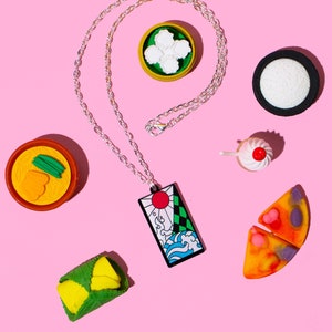 Kimetsu No Yaiba Costume Tanjiro Necklace, Kimetsu No Yaiba Anime Hanafuda Pendant, Cosplay Gifts For Men Women and Girls Boys by BUNNYBOOP