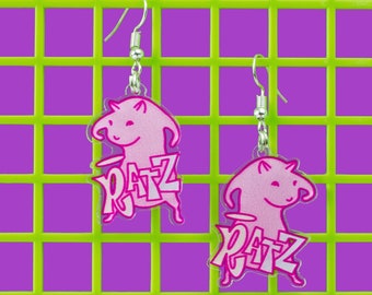 Pendientes acrílicos con memes de ratas: joyas de anime kawaii y divertidas